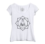 T-Shirt Femme Col Echancré Buddha Lotus Meditation Bien Etre Buddhisme Mandala