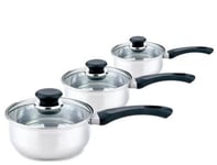 Buckingham 3 Piece Induction Pan Set Saucepan Set Cookware Pot  Stainless Steel