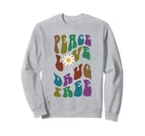 Groovy PEACE LOVE & DRUG FREE Sixties Clean Sober NA Red Sweatshirt