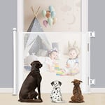 Baby Gate, MYPIN Extra Wide Retractable Dog Gates Indoor Stair Gates for Baby Pet Gates for Dogs Baby Gates for Dogs Stair Gate for Stairways, Hallways, Doorways, Indoor, Outdoor (White, 140 X 86 CM)