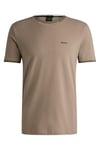 BOSS Mens Taul Stretch-Cotton T-Shirt with Logo and Stripes