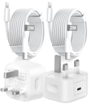 Apple Fast Charger Plug and cable for iPhone, Nebwoak [MFi Certified] 2Pack 20W PD USB C Power Adapter Wall Charging Plug with 2M Lightning to USB C Cable Compatible iPhone14 Pro/13/12/11/X/8/iPad