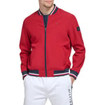 Tommy Hilfiger Men's Lightweight Varsity Rib Knit Bomber Jacket Shell, Red, 3XL