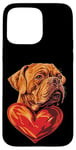 Coque pour iPhone 15 Pro Max Saint-Valentin Dogue de Bordeaux