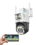 ZOSI Camera Surveillance WiFi Exterieure avec Double Objectif, 8MP(4MP+4MP), 8X Zoom Hybride, PTZ Suivi Automatique, 360° Vue Détection Humaine/Véhicule, Audio Bidirectionnel, Sirène Alarme, C298 Max