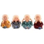 Statue,4 Pcs Figurine Moine Bouddha, Mignon Moine Figurines Petite Statue De Résine Maison Décor Noël Cadeau Décoration de Table