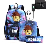 Roblox Ryggsäck USB Laddning Ryggsäck för män och kvinnor Tredelad Starry Sky Model A CDQ