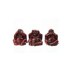 lachineuse - Coffret 3 Bouddhas Rieurs de Sagesse - Statuettes Petits Bouddhas Rouges - Décoration Feng Shui - Objet Déco Zen Chinoise pour Intérieur Salon Bureau - Idée Cadeau Asiatique Porte Bonheur