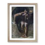 Lucifer Vol.2 By Franz Von Stuck Classic Painting Framed Wall Art Print, Ready to Hang Picture for Living Room Bedroom Home Office Décor, Oak A4 (34 x 25 cm)