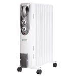 Russell Hobbs 2500W Oil Filled Radiator, 11 Fin Portable Electric Heater in White, Adjustable Thermostat with 3 Heat Settings, Overheat Protection, 25m sq Room Size 2 Year Guarantee RHOFR1106