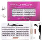 DIY Lash Extension Kit 200pcs Cluster Lashes Eyelash Extension Kit 30D 10-16mm Individual Eyelashes with Lash Bond and Seal and Lash Tweezers Easy to Apply at Home (30D-0.07D-10-16MIX KIT)