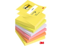 Post-It® Z-Notes Neon Regnbuefarver, 6 Blokke, 76 Mm X 76 Mm, 100 Ark Pr. Blok