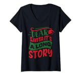 Womens Dear Santa it's a long story Christmas sweater men women V-Neck T-Shirt