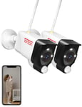 (2 Pack) Tonton 3MP WiFi CCTV Camera Outdoor, Floodlight Security Camera, Color Night Vision, PIR Motion Detection with Siren & Email Alerts, 2 Way Audio, SD Card Slot, Work with Tonton NVR Recorder