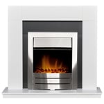 Adam Malmo Fireplace in White & Black/White with Colorado Electric Fire in Br...