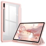 FINTIE Coque pour Samsung Galaxy Tab S8 11 Pouces 2022 / Galaxy Tab S7 11 2020 - [Rangement de Stylet] Housse Arrière Transparente Etui Antichoc Pochette Sommeil/Réveil Auto, Or Rose