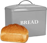 Bread Bin Tin Grey Vintage Large Retro Metal Container with Lid | Andrew James