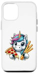 Coque pour iPhone 12/12 Pro Licorne mangeant de la pizza et des baguettes à pain pour garçons, filles, femmes, enfants