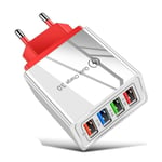 Slowmoose Snabbladdare Nätadapterladdare För Samsung Iphone 4 Port Eu Charger Red