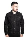 Infinity Leather Mens Goat Suede Trucker Jacket-Taraz - Black Nappa Leather - Size Large