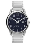 Timex Easy Reader Montre pour hommes, 40 mm, bracelet extensible en acier inoxydable bicolore, cadran bleu, boîtier argenté TW2W52200