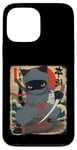 Coque pour iPhone 13 Pro Max Chat ninja japonais, chat noir kawaii ninja