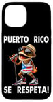 Coque pour iPhone 15 Porto Rico Se Respeta Coqui Boricua Microphone Drapeau