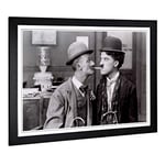 Big Box Art Framed Print of Ben Turpin and Charlie Chaplin Design | Wall Art Picture | Home Decor for Kitchen, Living, Dining Room, Bedroom, Hallway, Office, Black, A2 / 24.5x18 Inch / 62x45cm