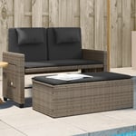 Vidaxl Banc Inclinable De Jardin Avec Coussins Gris Résine Tressée