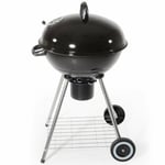 Barbecue avec Couvercle Émaillé Grille Barbecue Chariot Charbon de Bois BBQ 581V