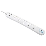 Masterplug Six Socket Surge Protected Extension Lead with 2 USB Ports, 4 Metres, White