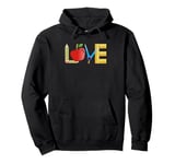 Love Apple Pencil Ruler Teacher School Design Pullover Hoodie