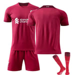 Nya Pojkar Barn Barn Fotboll Kit Kort Skjorta Socka Set Fotboll liverpool home kit blank liverpool home kit blank 22/(6-7 years)