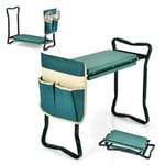 RELAX4LIFE 2 en 1 Tabouret de Jardinage Pliable, Agenouilloir de Jardin avec Sac à Outils, Banc de Jardinage Polyvalent Charge