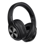 TuneFlux Wireless Bluetooth Headphones Over Ear, 80H Playtime, 3EQ Sound Modes, HiFi Stereo Headphones with Deep Bass Microphone, Foldable Bluetooth 5.3 Headphones-Black