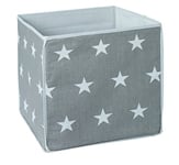 roba Panier de Rangement Jouets en Toile pour Enfant Little Stars - Cube 34cm - Boîte Pliable - Gris/Étoiles Blanches