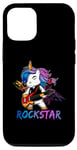 Coque pour iPhone 12/12 Pro Licorne Rock Star Guitare à bascule Musique Chanteur Rock Band