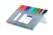 STAEDTLER triplus 334 - fineliner - svart, röd, blå, grön, ljusblå, gul, orange, brun, violett, magenta, grå, olivgrön, Van Dyck-brun, silvergrå, mörkt malvafärgad, pilgrön, vinröd, vattenblå, cyan, fransk grön (paket om 20)