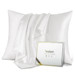 Texbee 100% Mulberry Silk Pillowcase for Hair and Skin with Hidden Zipper, Both Side 23 Momme Silk, Standard Size 1 Pack Gifts for Women Men (50x66CM, Ivory White)