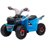 HOMCOM elektrisk fyrhjuling för barn, miniel fyrhjuling med framåt- och backfunktioner, 6 V elfordon för barn 1,5-3 år, 2,5 km/h, blå