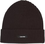 Calvin Klein Men’s Classic Cotton Rib Knitted Beanie, Black (Ck Black), One Size