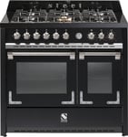 Ex-Demo/Display Model Steel Oxford 100cm Gas Hob Double Multifunction Electric Ovens - Matte Black