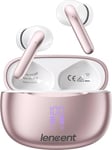 Casques et Écouteurs sans Fil Bluetooth 5,3 Casque stéréo Étanchéité IPX5 Ecran LED Oreillette Intra-Auriculaires Micro intégré pour téléphone Autonomie 30H Casque Blanc à Coque Rose