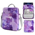 MoKo Housse Ordinateur Portable 13.3-14 Pouce Compatible avec Macbook Pro 13" M2 2022/Pro M1 Pro/M1 Max 14.2 2021, Tab S8 Ultra 14.6" Sac de Transport avec Bandoulière et Poignée, Ciel Étoilé Violet