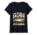 Womens I love the Smell of Salmon in the Morning Salmon Fishing V-Neck T-Shirt