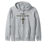 Front Toward Enemy – Christian Faith Military Cross of Jesus Zip Hoodie