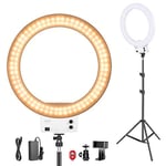 Neewer Ring Light 48cm LED Lumière Anneau Blanche 42W 3200-5600K, avec Pied, Sabot, Porte-Smartphone pour Maquillage, Vidéo Youtube par Appareil Photo/Smartphone