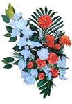 DRW Vase de Fleurs artificielles Cimetière, Saints, Anniversaire Debout Orange et Blanc à Mettre Directement dans Le Creux 70 cm Hauteur x 49 cm Largeur x 30 cm Profondeur