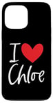 Coque pour iPhone 13 Pro Max Cœur personnalisé avec inscription « I Love Chloe »