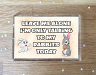 Rabbit Fridge Magnet Gift - Leave Me Alone I'm Only Talking To My * Today